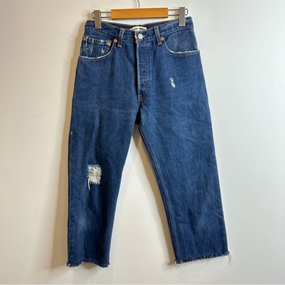 Levi’s Re/Done High Rise Straight Crop Jeans Raw Hem - Picture 1 of 9